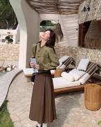 Chanel-Style Jacket / Brown Leather Skirt QAZ0015