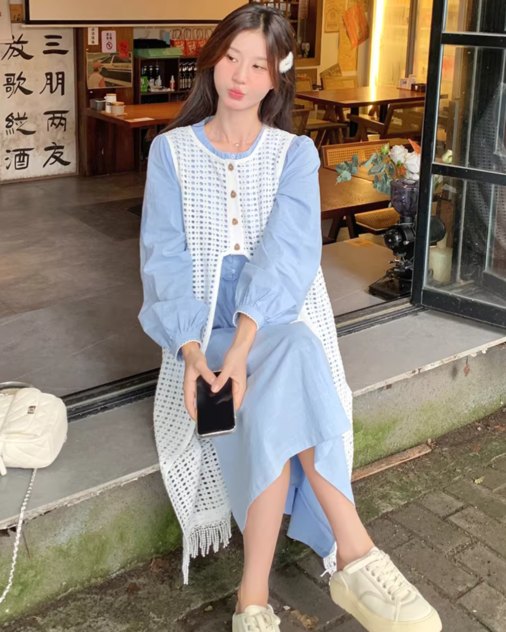 Shirt Dress / Knit Long Vest QAZ0086