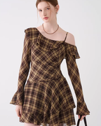 Ruffle Plaid Short Dress JIU0018