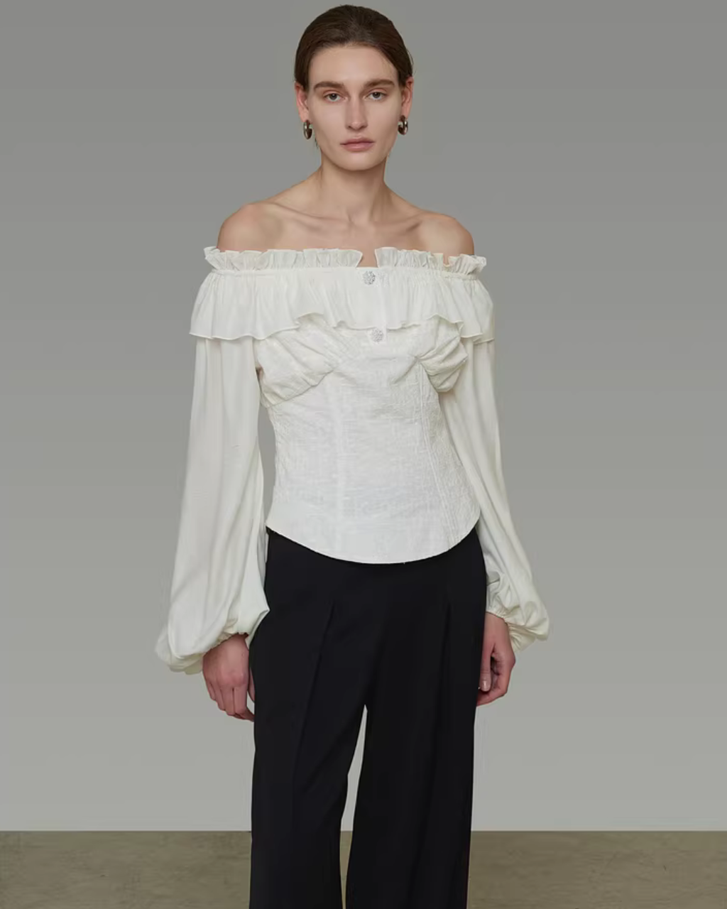 Double Ruffle Off-Shoulder Top UNS0053