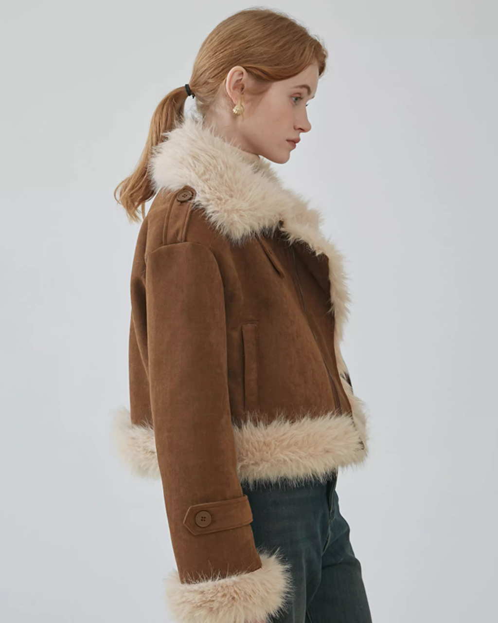 Stand Neck Mouton Short Coat JIU0014