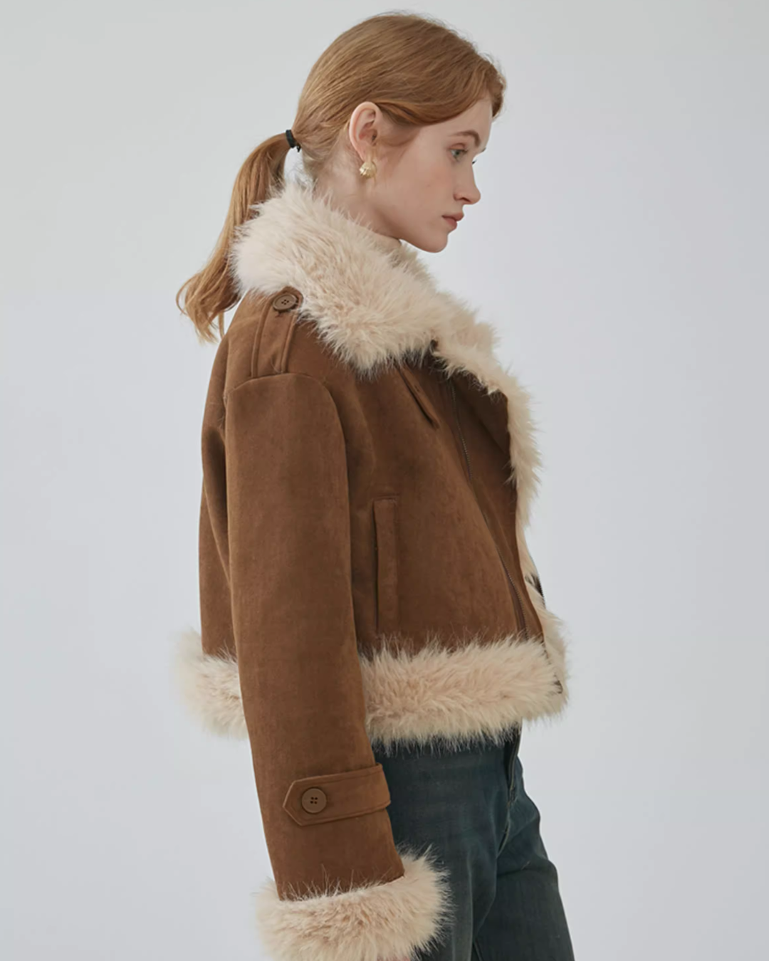 Stand Neck Mouton Short Coat JIU0014