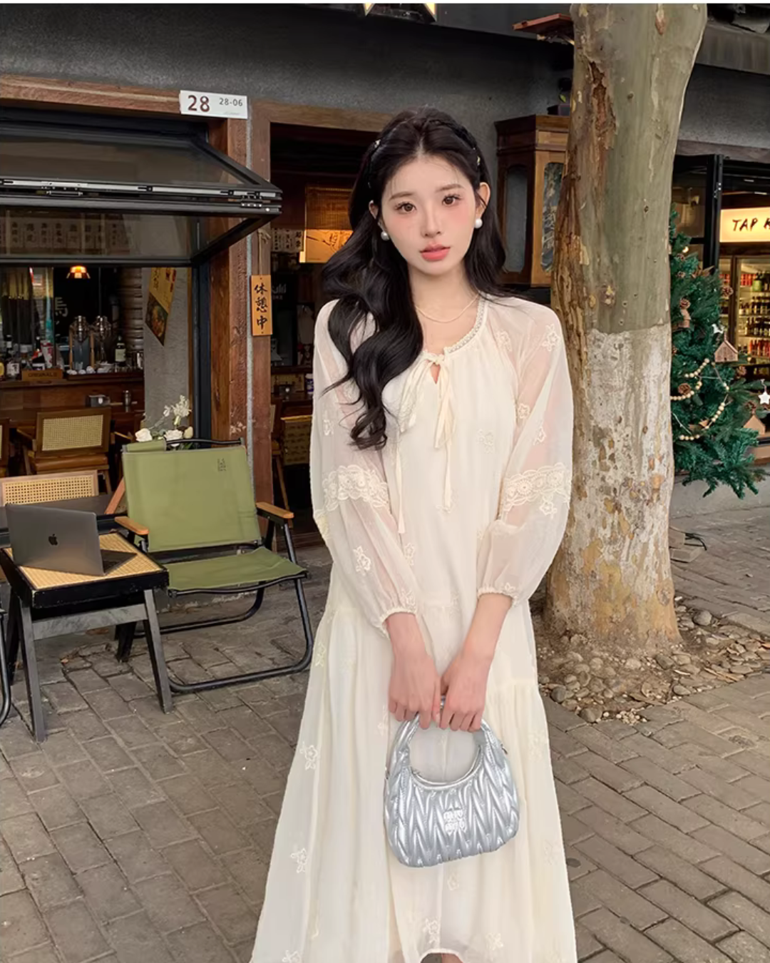 Sheer Flower Lace Dress QAZ0061