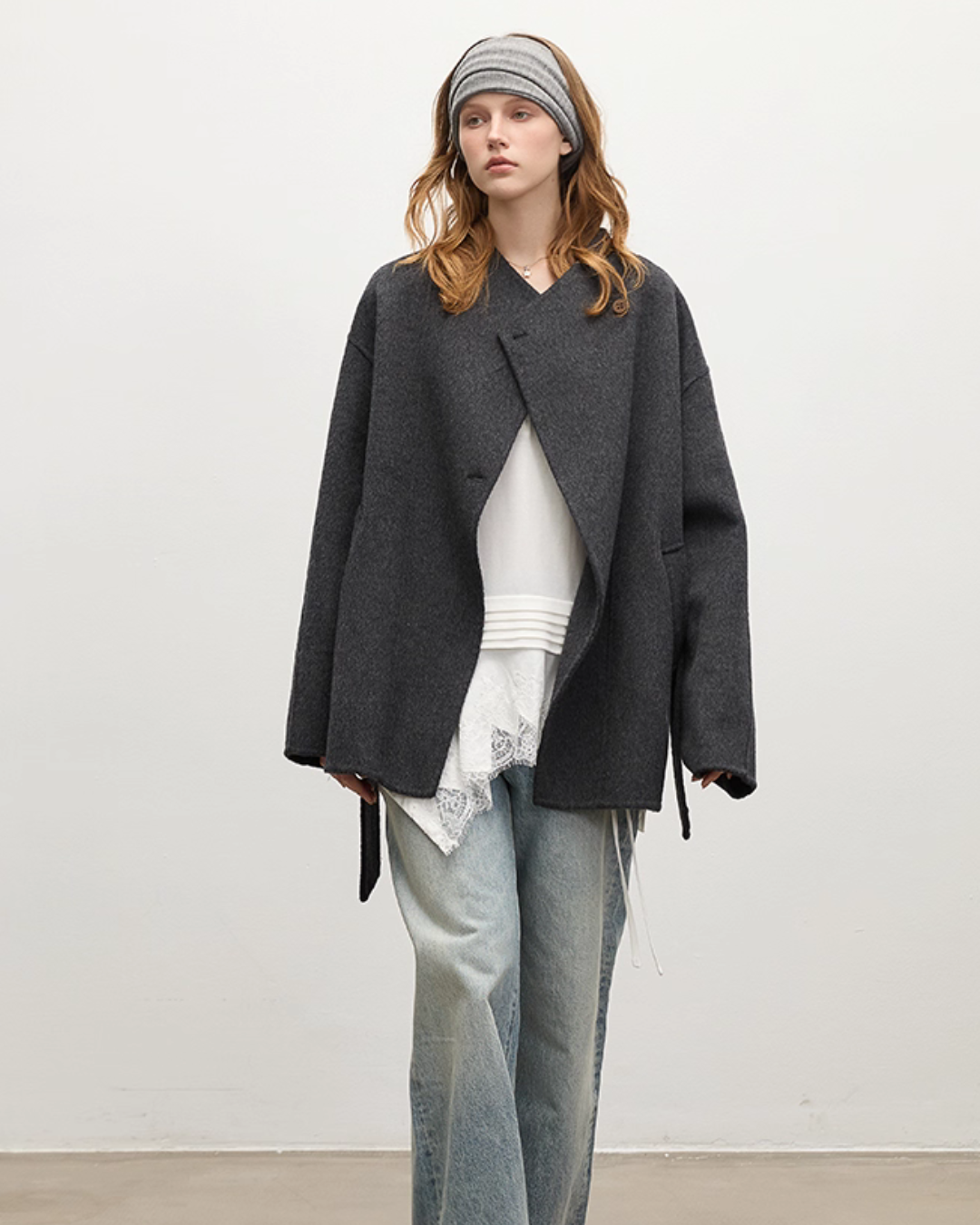 Wool Nylon Velour Cocoon Coat BBG0016
