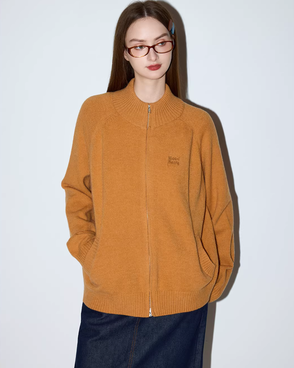 Double-Zip Stand Collar Knit MDB0033