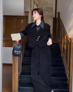 Denim Shirt Layered Style Jacket / Wide Pants QAZ0088