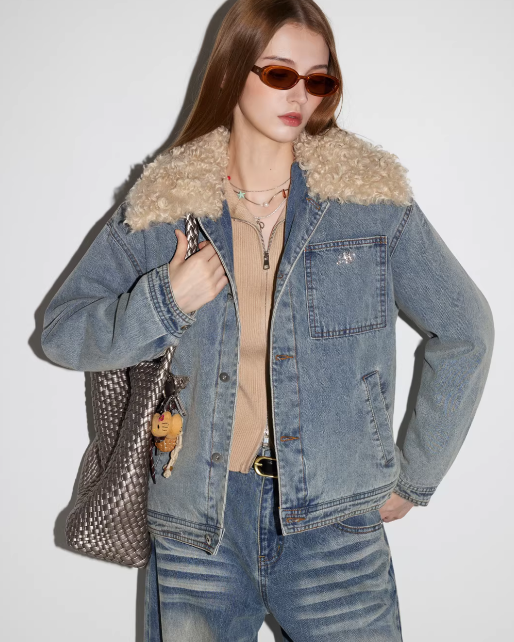 Fleece Collar Denim Jacket MDB0023