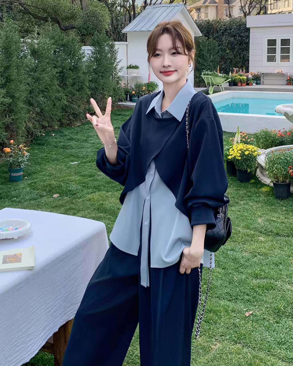 Fake Layered Shirt / Wide Pants QAZ0042