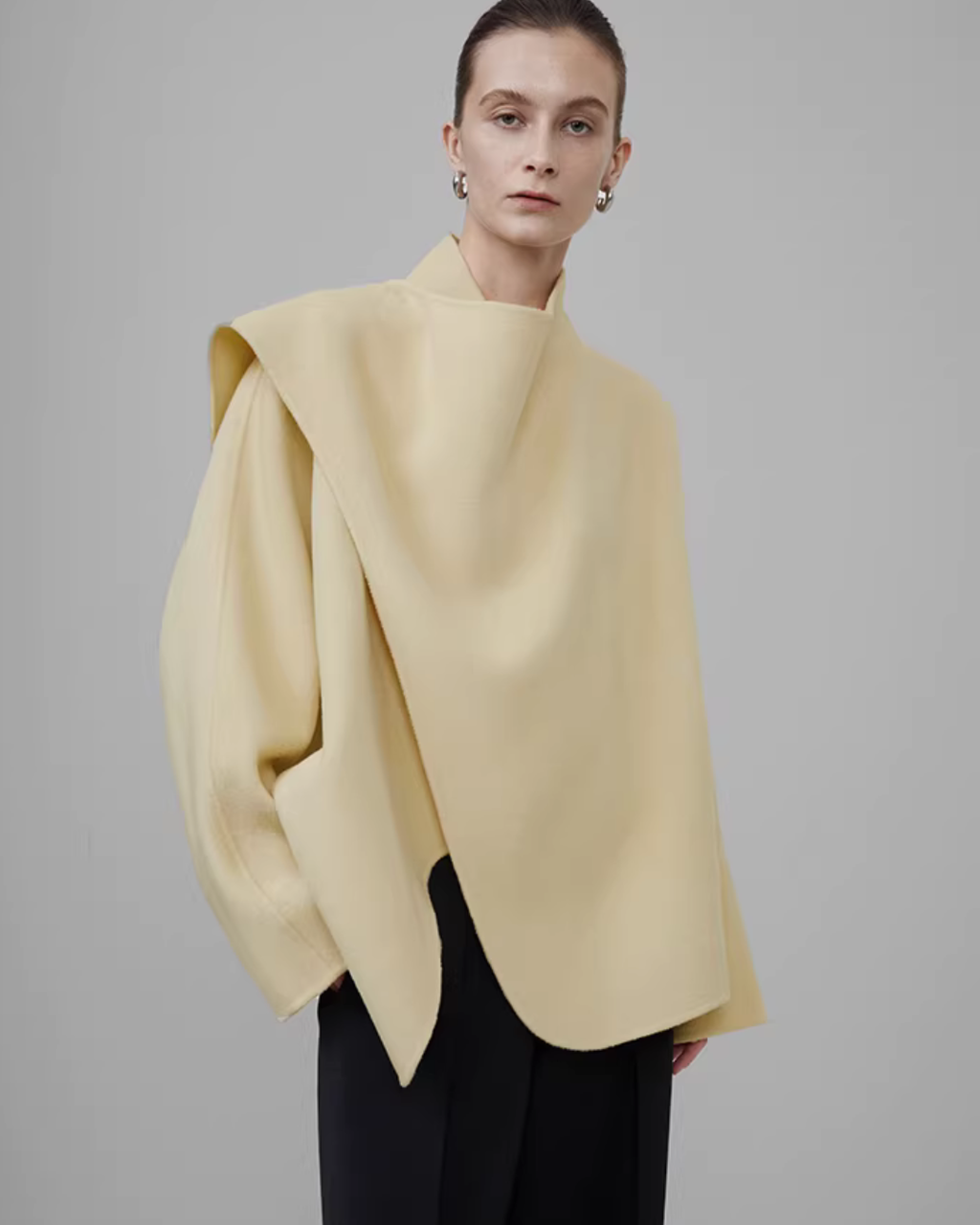 Irregular Collar Double-Faced Coat UNS0032