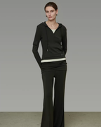 V-Neck Hooded Top / Casual Pants Set UNS0051