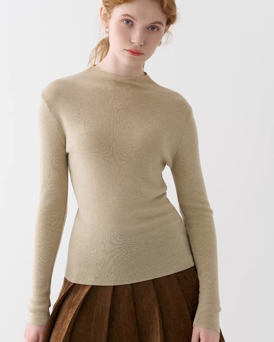 Mock Neck Knit Top JIU0034