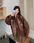 Retro Brown Leather Jacket QAZ0013