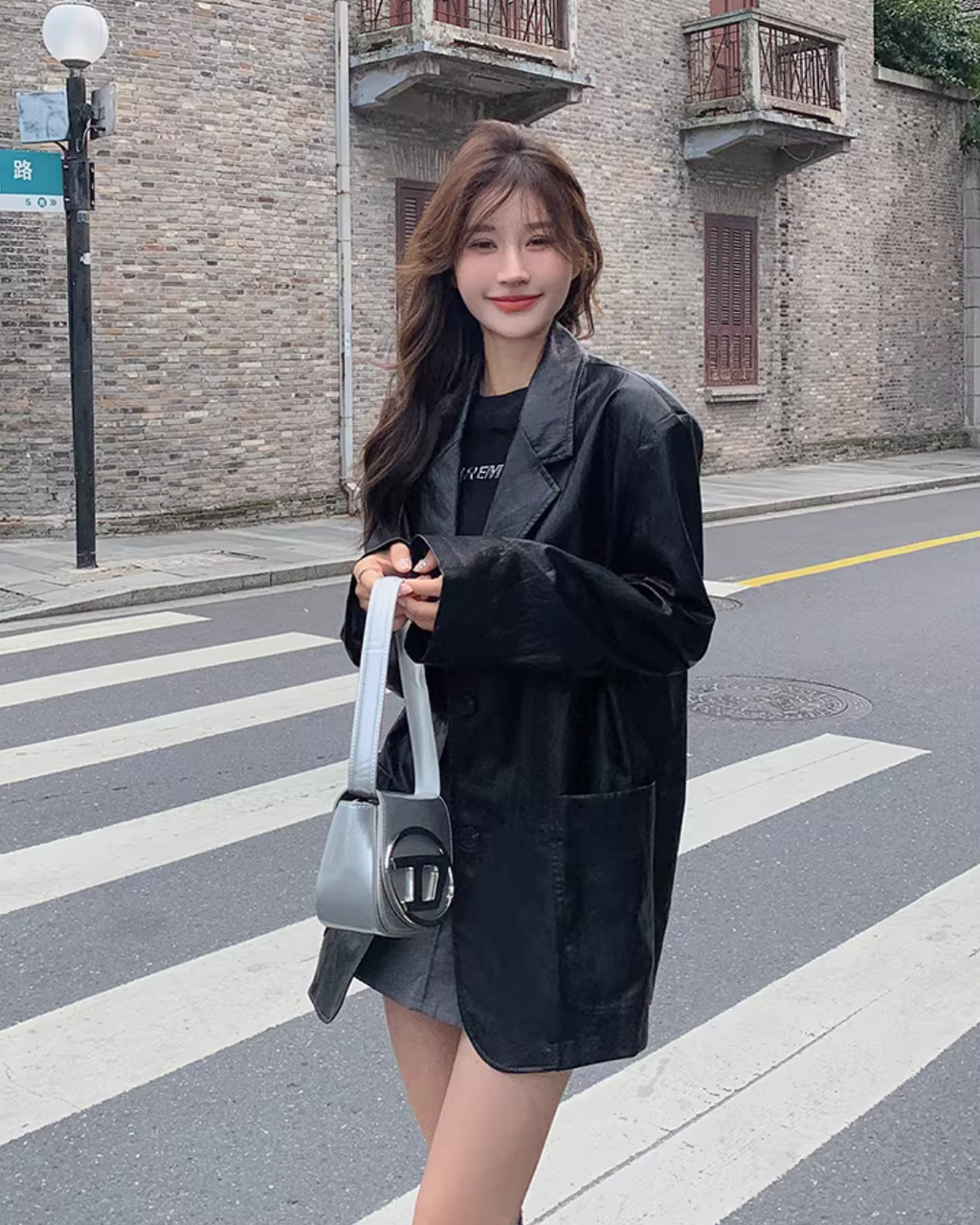 Fake Leather Oversized Jacket QAZ0055
