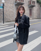 Fake Leather Oversized Jacket QAZ0055