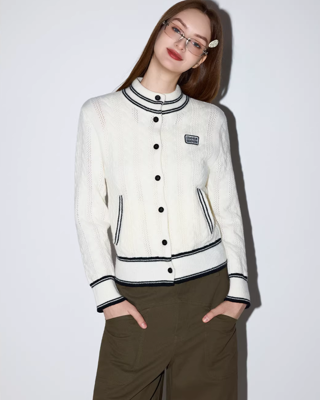 Stand Collar Knit Cardigan MDB0034