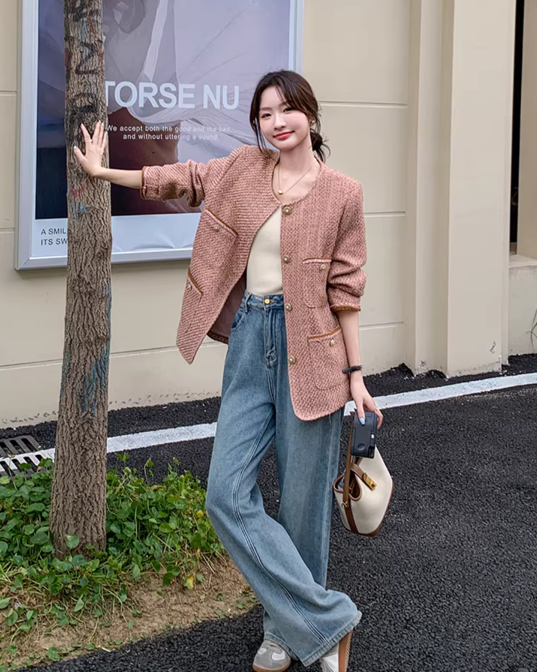 Retro Pink Tweed Jacket QAZ0011