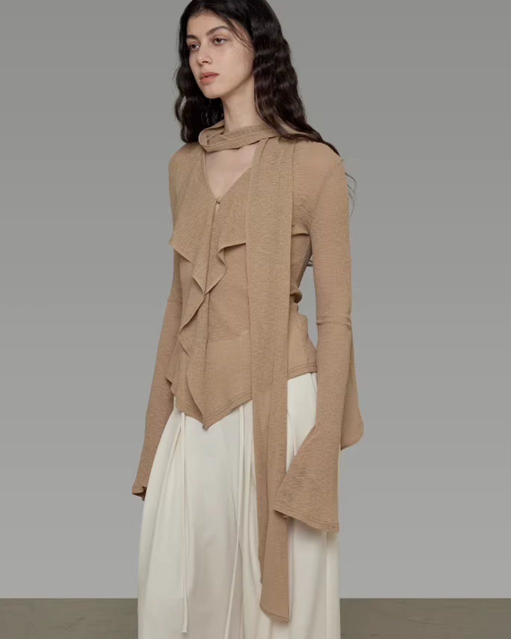 Bow-Tie Flare Sleeve Blouse UNS0006