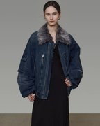 Fur Collar Denim Jacket UNS0041