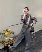 Stripe Switching Sweatshirt / Wide Pants QAZ0085