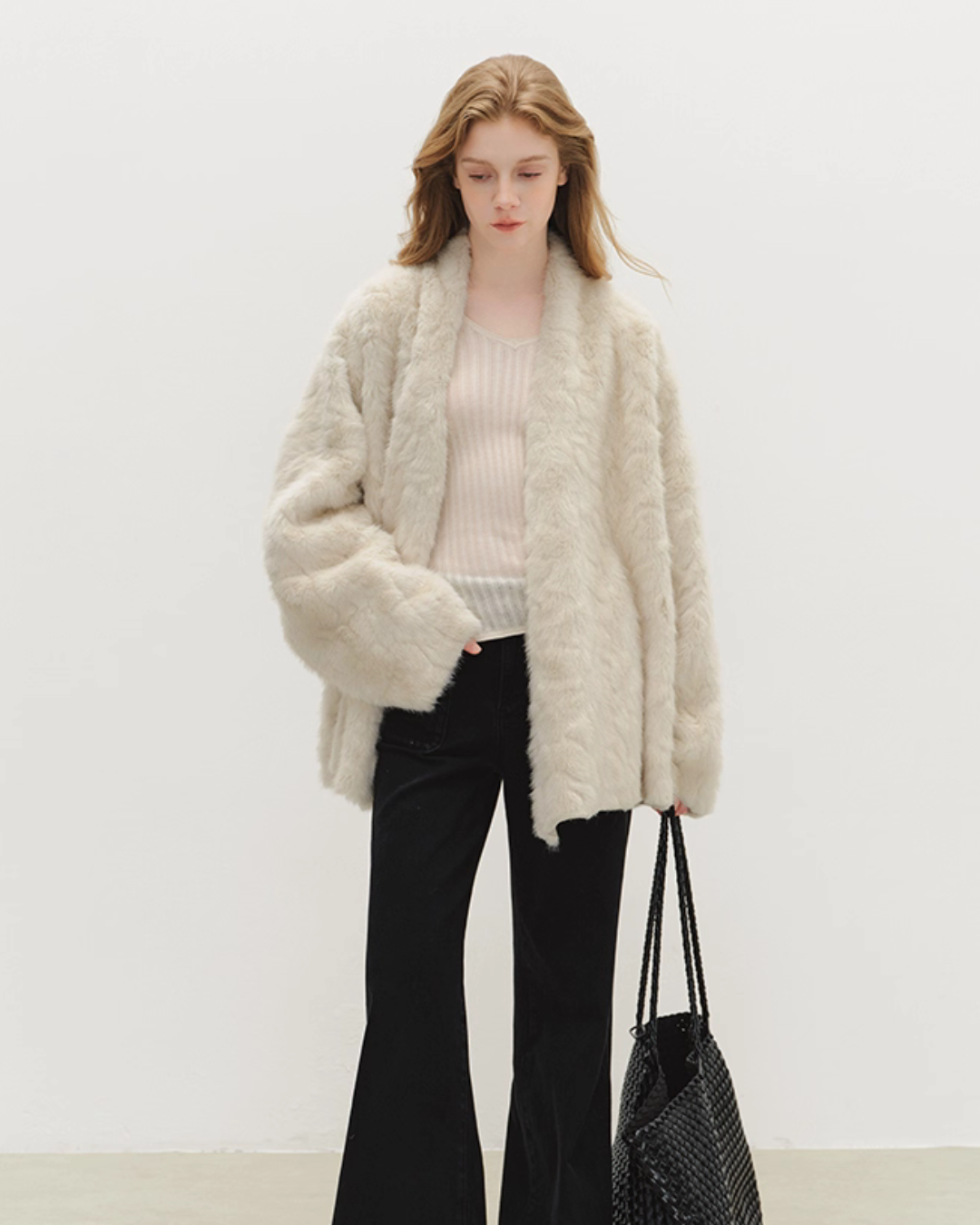 Collarless Fluffy Cardigan BBG0015