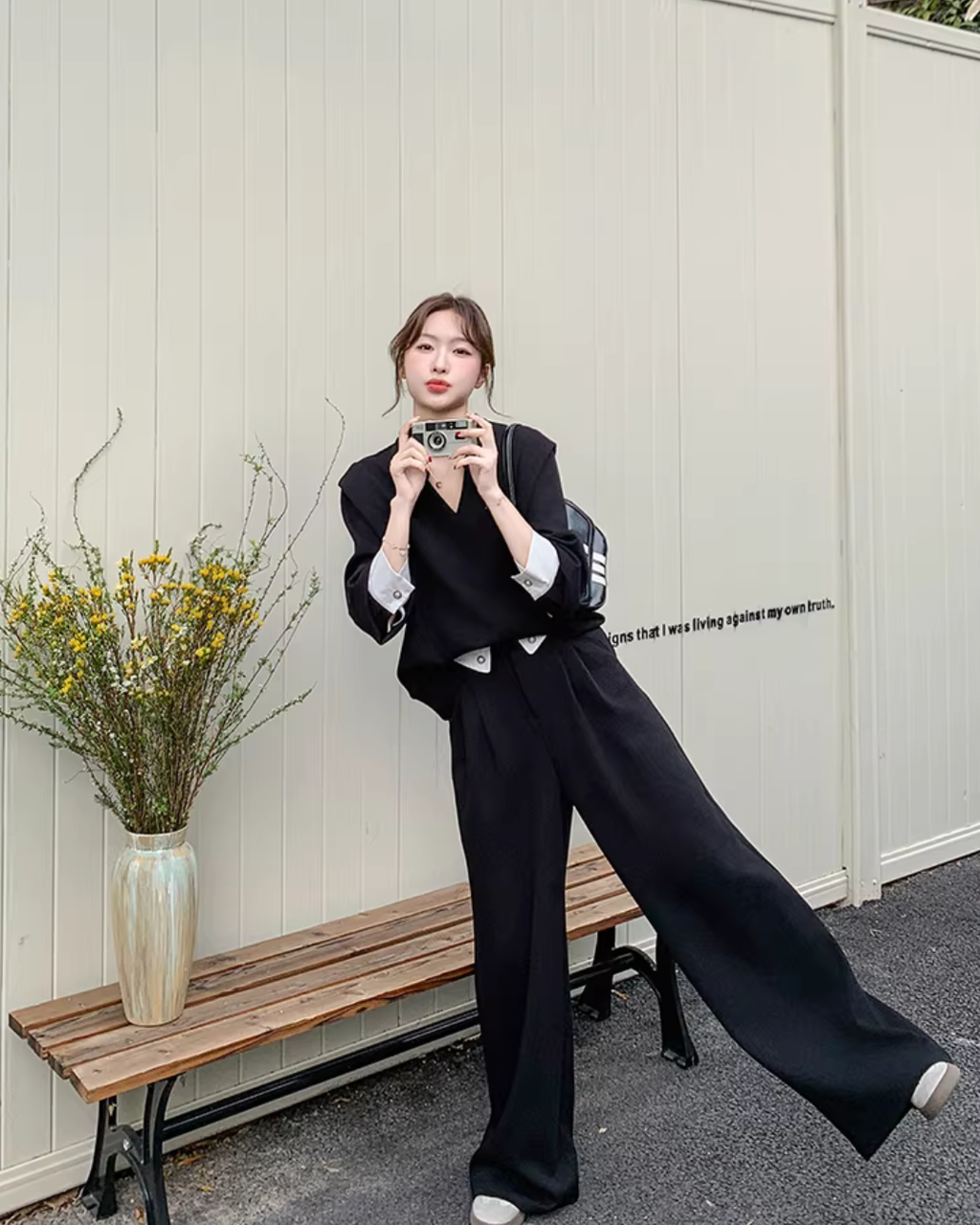 Knee-Neck Sweat Tops / Wide Pants QAZ0033