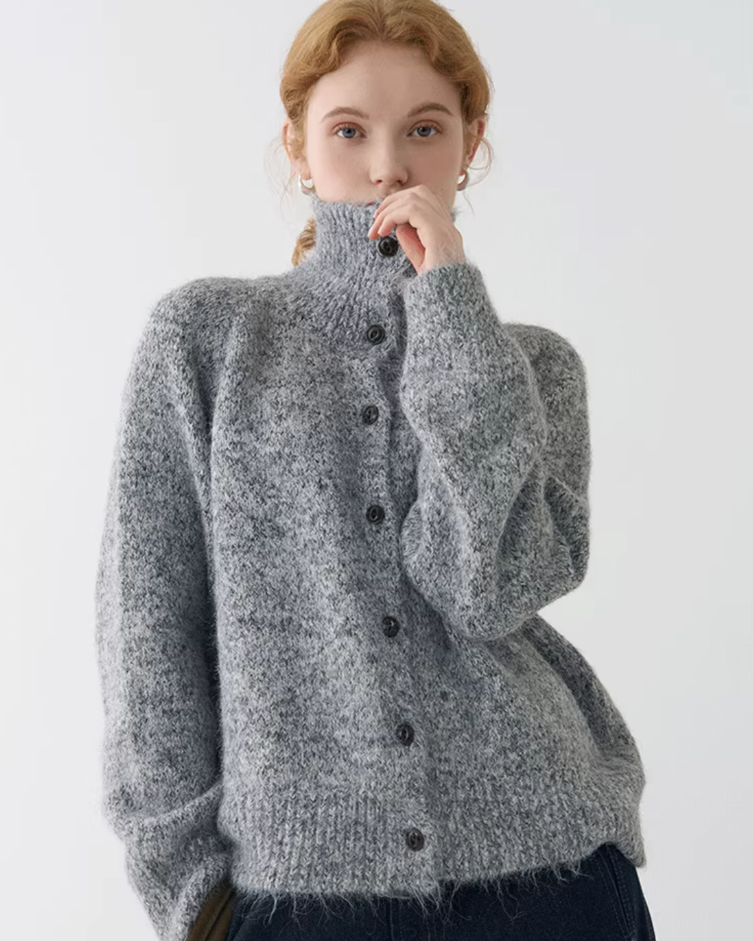 Stand Collar Knit Cardigan JIU0001