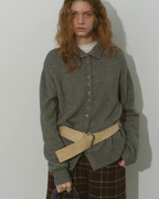 Wool Half-Turtleneck Knit Cardigan RLZ0013