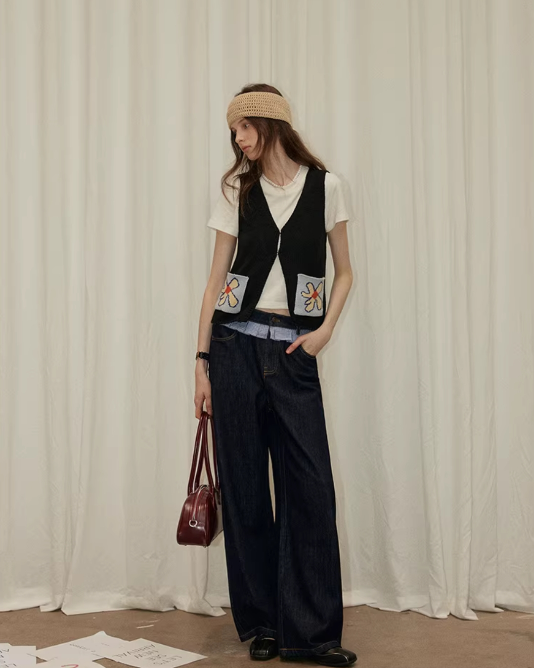 Floral Pocket Knit Vest RLZ0012