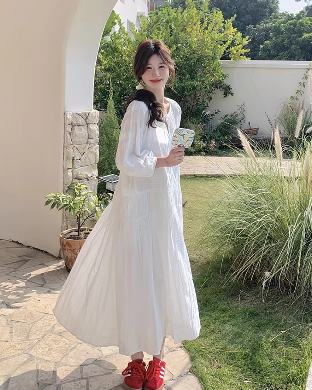 Cotton Voile Gather Dress QAZ0066