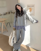 Gingham Check Half-Zip Hoodie / Wide Pants QAZ0065