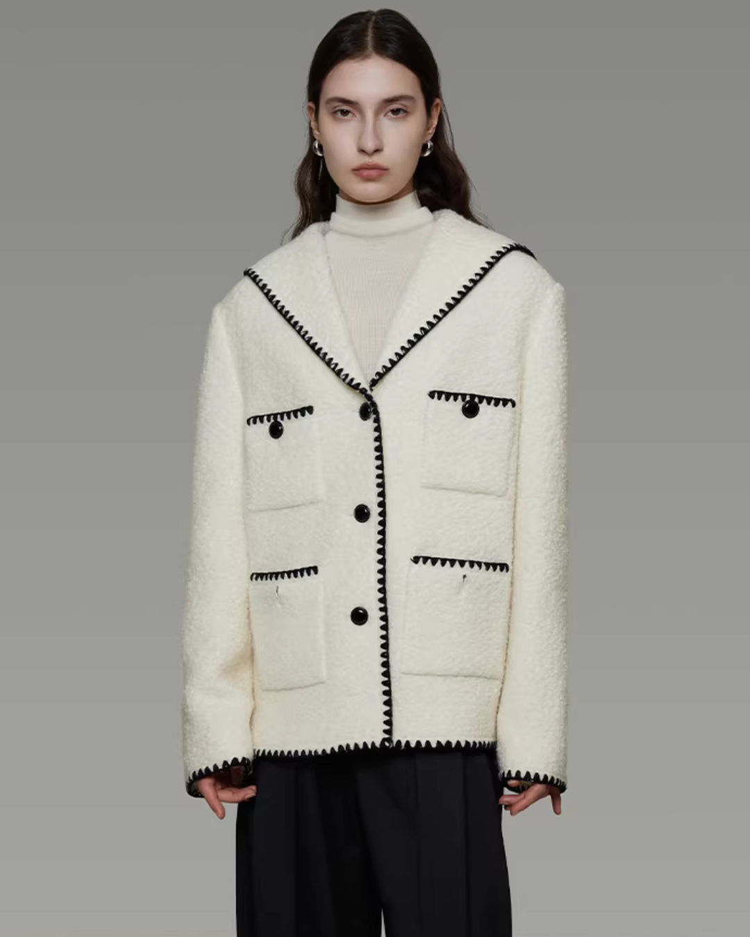 Color-Block Chic Tweed Jacket UNS0004