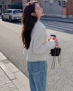 Fringe No-Collar Tweed Jacket QAZ0040