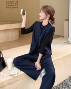 Silver Button Tweed Vest / Wide Pants QAZ0047