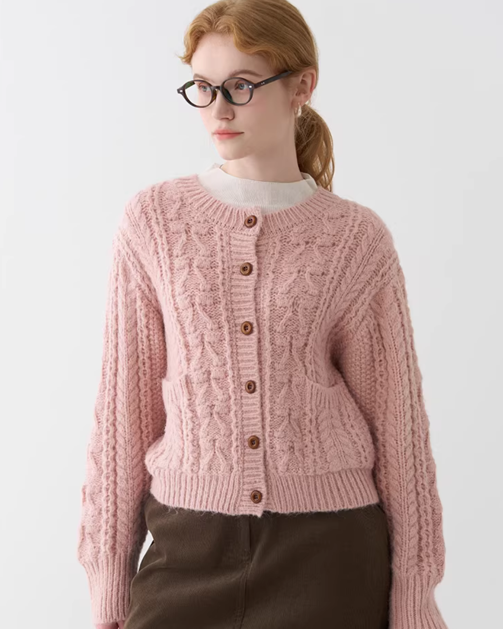 Ribbon Round Neck Knit Cardigan JIU0044