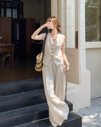 Linen V-neck Vest / Wide Pants QAZ0089