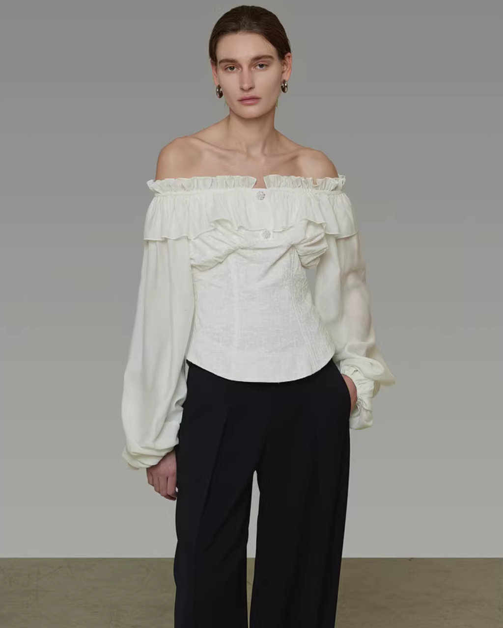 Double Ruffle Off-Shoulder Top UNS0053