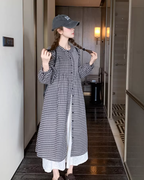 Gingham Check Shirt Dress / White Long Skirt QAZ0024