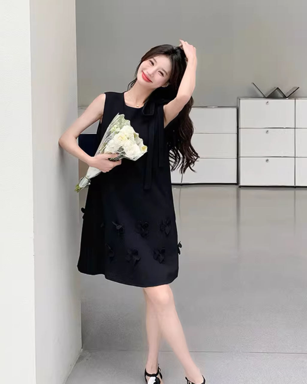 Flower Motif Sleeveless Dress QAZ0098