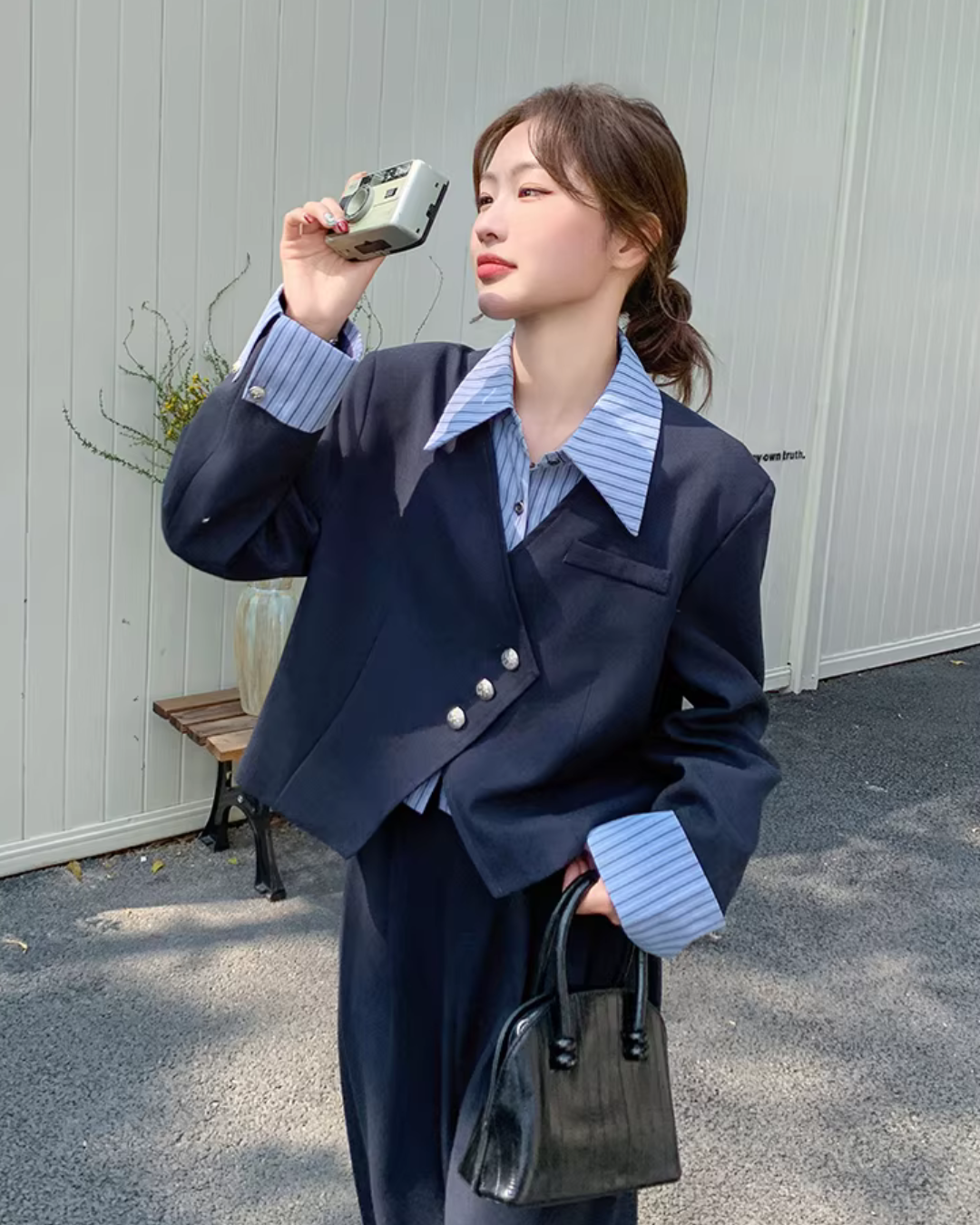 Striped Patchwork Jacket / Wide Pants QAZ0020