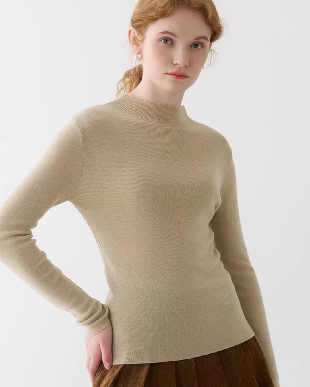 Mock Neck Knit Top JIU0034