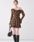 Ruffle Plaid Short Dress JIU0018