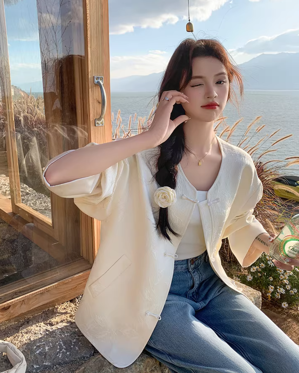 No-Collar Chinese Style Jacket QAZ0019
