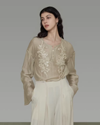 French Embroidered Round Neck Shirt UNS0027