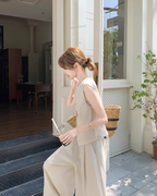 V-Neck Linen Vest / Wide Pants QAZ0091