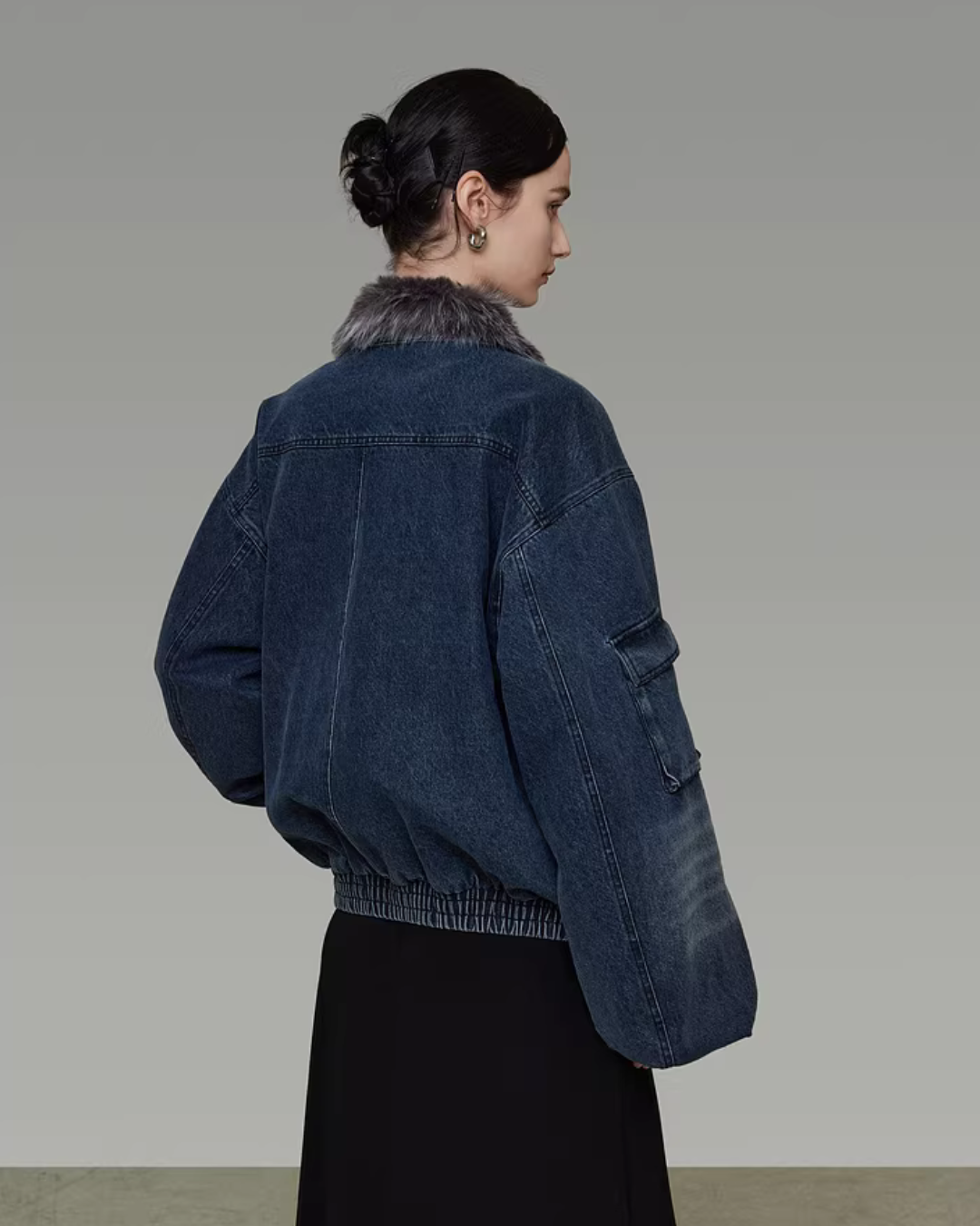 Fur Collar Denim Jacket UNS0041