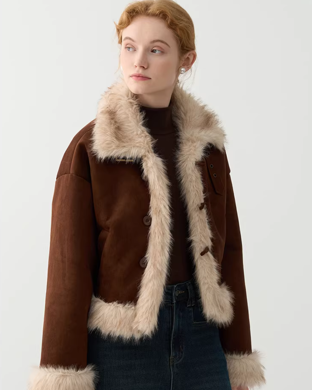 High-Neck Suede Mustang Coat JIU0027