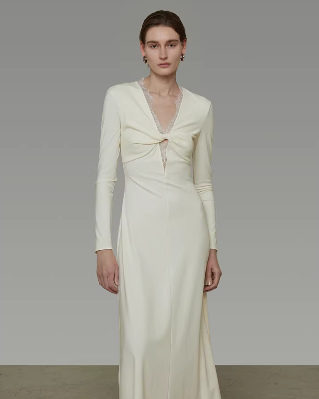 V-Neck Lace Patchwork Dress UNS0049