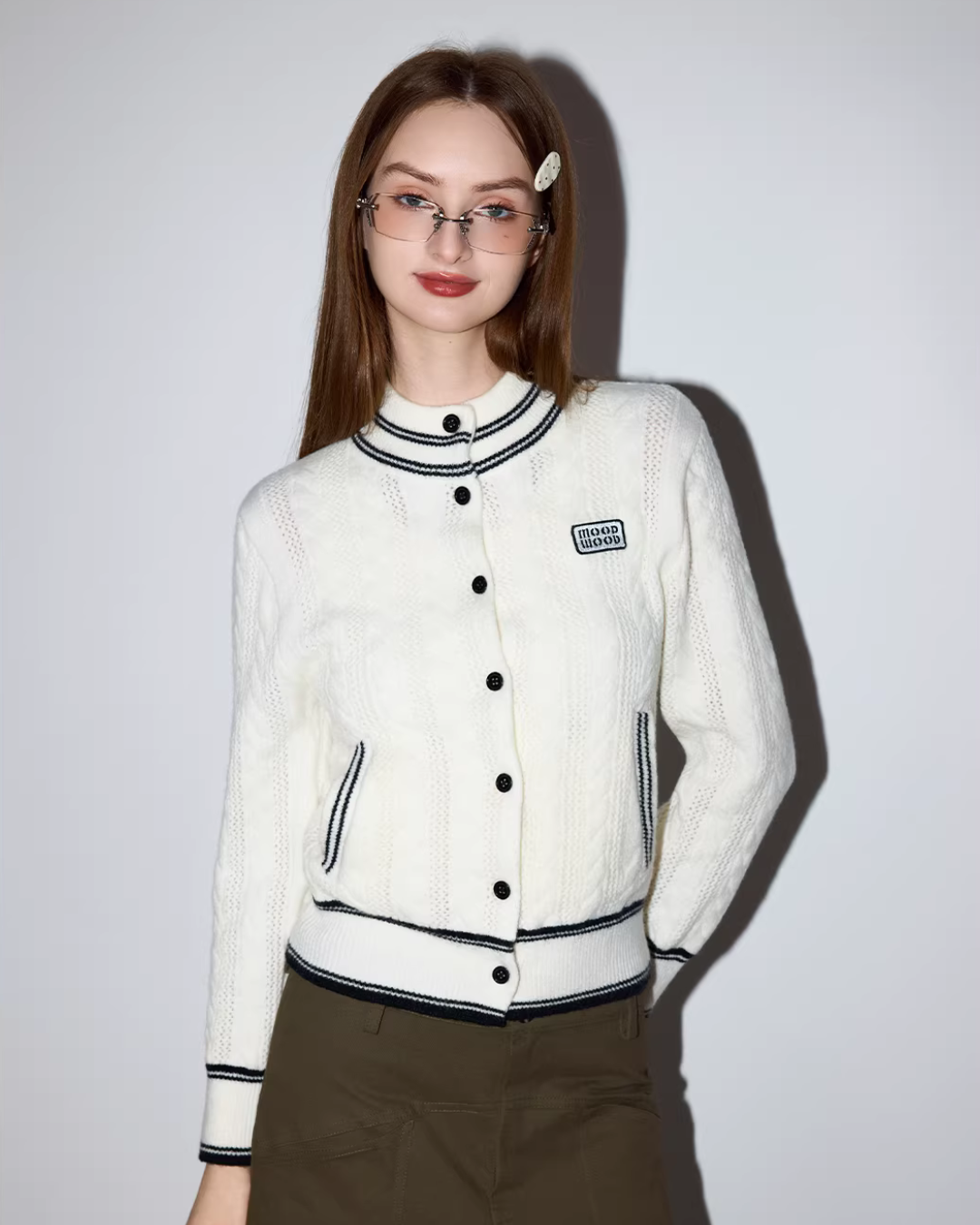 Stand Collar Knit Cardigan MDB0034