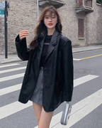 Fake Leather Oversized Jacket QAZ0055