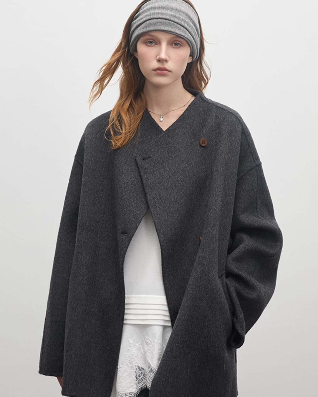 Wool Nylon Velour Cocoon Coat BBG0016